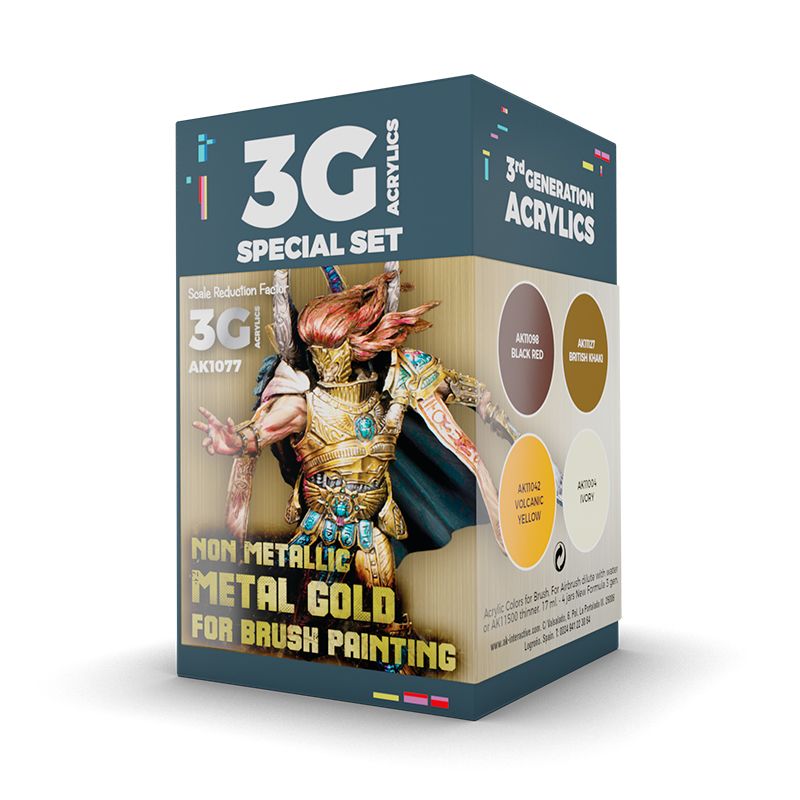 Wargame Color Set - NON METALLIC METAL GOLD (3rd-Generation) (4x17mL) - AK Interactive