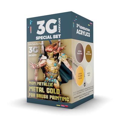 Wargame Color Set - NON METALLIC METAL GOLD (3rd-Generation) (4x17mL) - AK Interactive