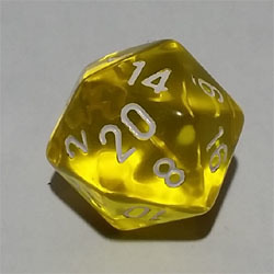 Yellow Gelb W20 Tanslucent D20 20mm - Chessex