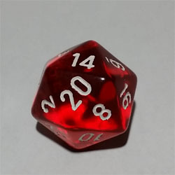 Red W20 Tanslucent D20 20mm - Chessex