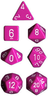 Hellviolett/Weiss - Opaque Polyhedral 7-Die Set (7) - Chessex