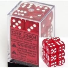 Rot/Weiss - Translucent 16mm D6 Dice Block™ (12) - Chessex