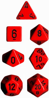 Rot/Schwarz - Opaque Polyhedral 7-Die Set (7) - Chessex