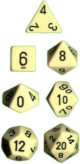 Beige/Schwarz - Opaque Polyhedral 7-Die Set (7) - Chessex