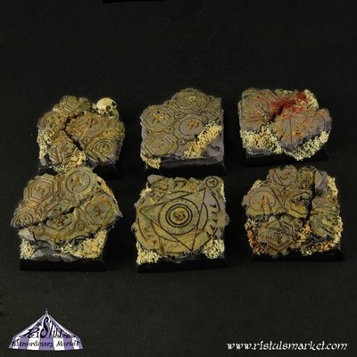 Dark Temple Ruins 20mm Square Bases (5) - Bases - Ristul