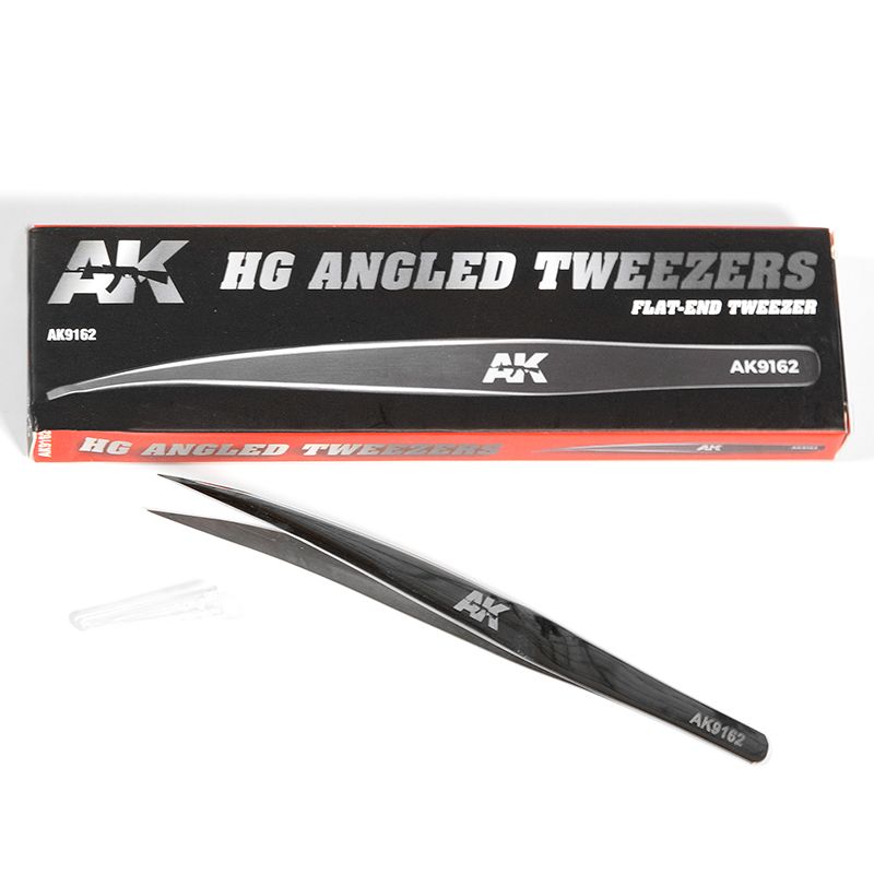 HG ANGLED TWEEZERS 02 FLAT-END Pinzette - AK Interactive