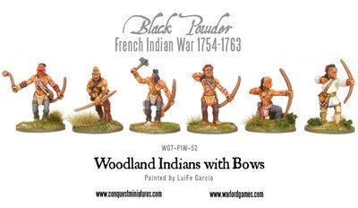 French Indian War - Woodland Indians with Bows (6) - Black Powder - Warlord Games