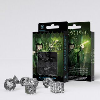 Elvish Translucent & black Dice Set (7) - Q-Workshop