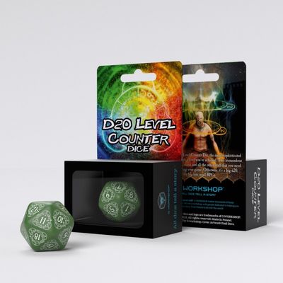 D20 Level Counter - Green & white - Q-Workshop