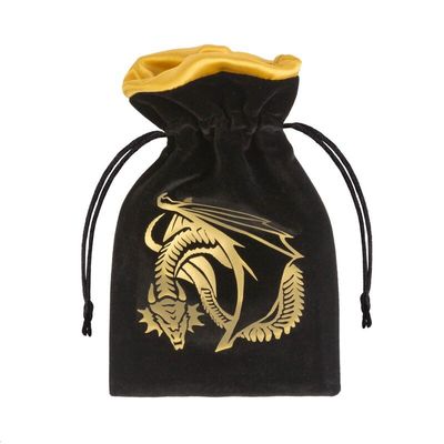 Dragon Black & golden Velour Dice Bag - Würfeltasche