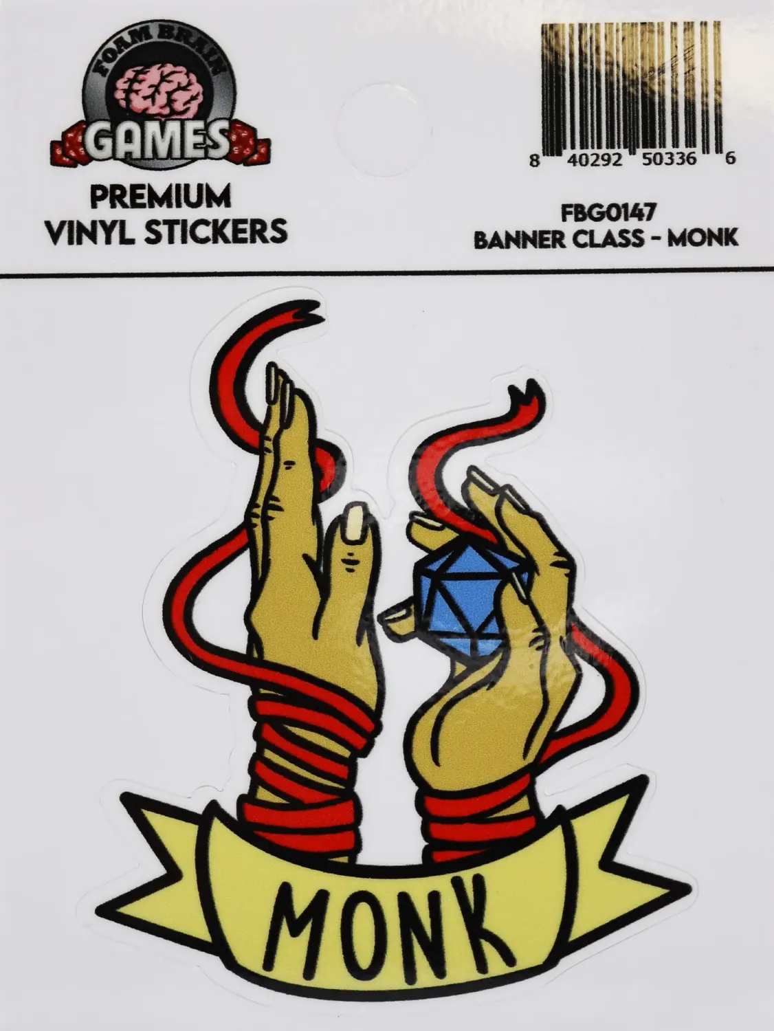 Banner Class Sticker: Monk - Foam Brain Dice