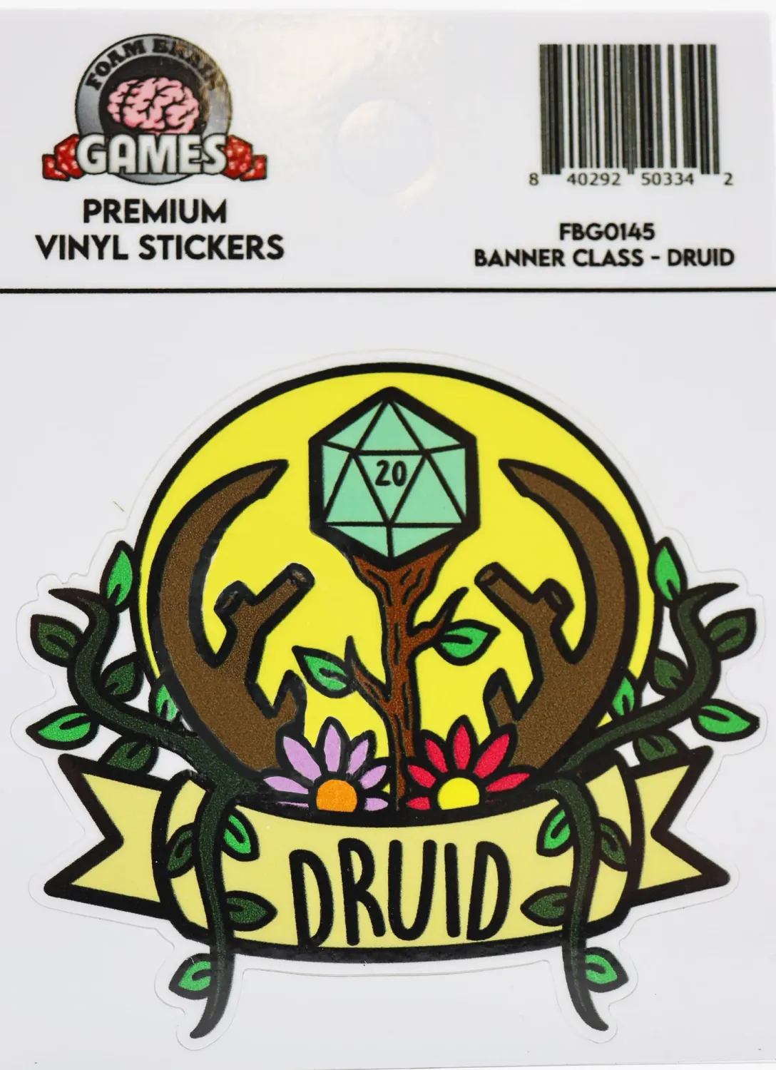 Banner Class Sticker: Druid - Foam Brain Dice