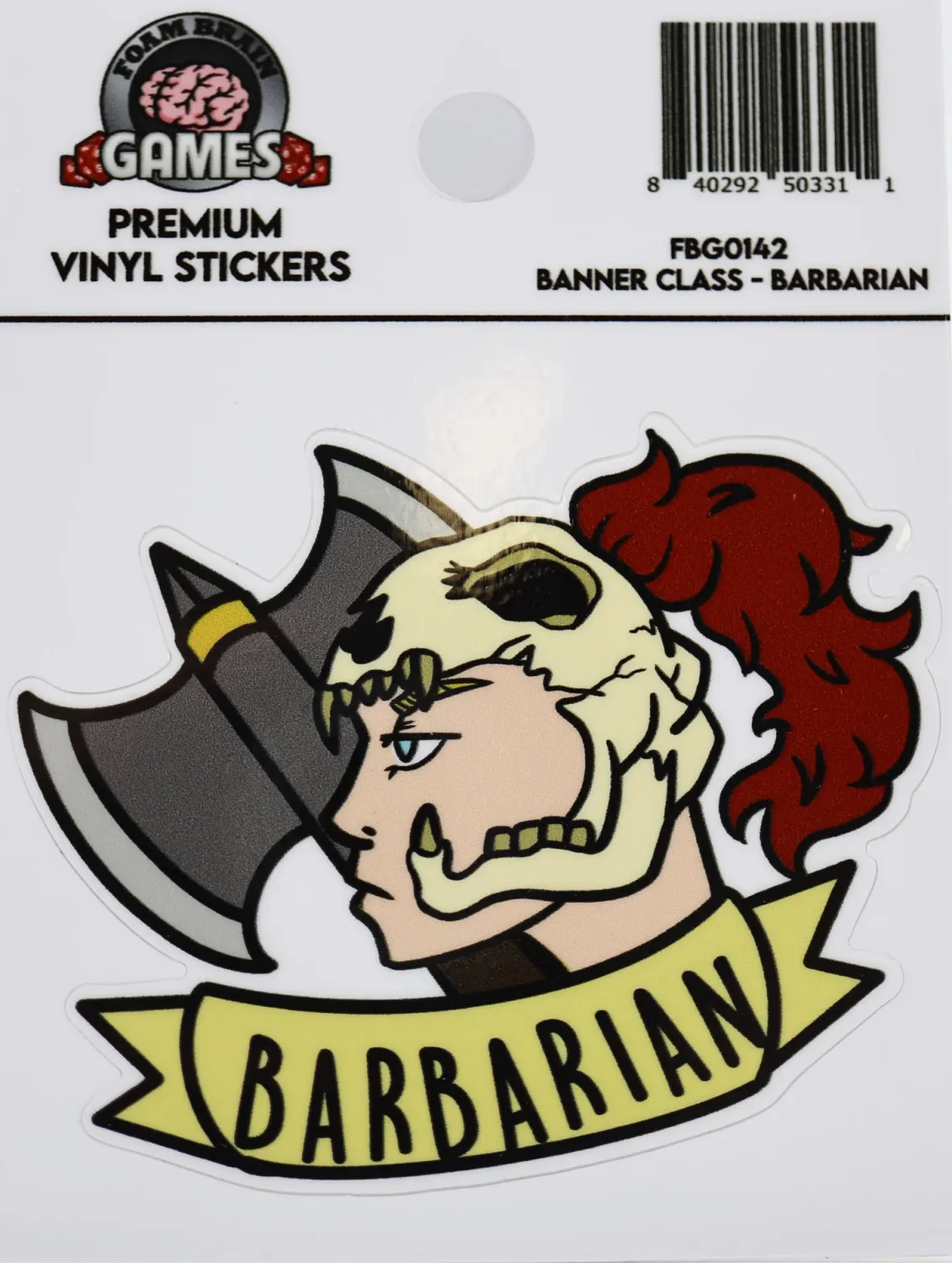 Banner Class Sticker: Barbarian - Foam Brain Dice