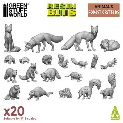 Waldtiere Forest Critters Fuchs Hase etc. Animals 3D Printed Resin - Greenstuff World