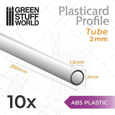 ASA Polystyrol-Profile ROHRPROFIL RUND Plastikcard 2 mm - Profile TUBE 6mm - Greenstuff World