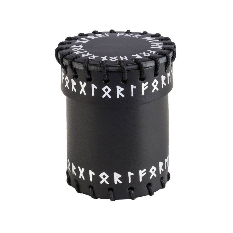 Black Runic Leather Dice Cup - Würfelbecher