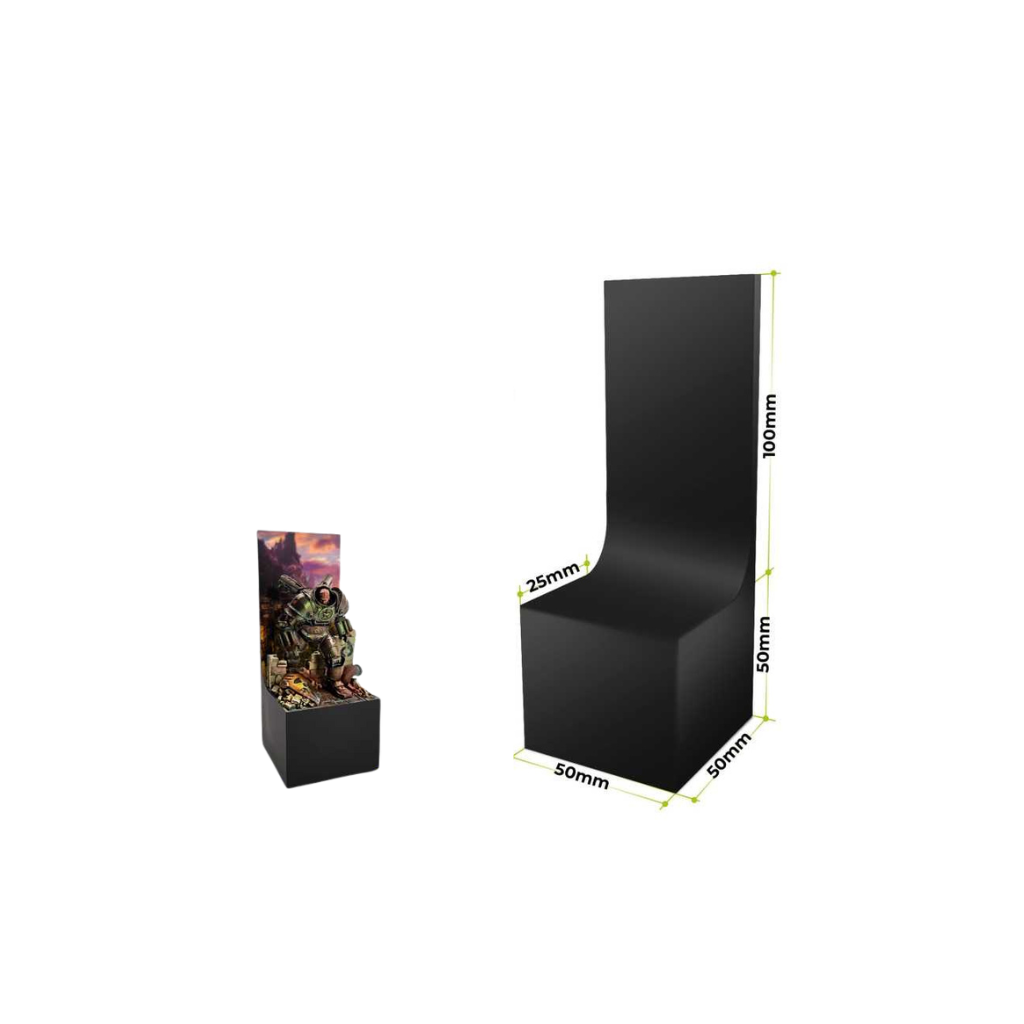 Display Block Ausstellungssockel mit Hintergrund 5x5x5cm Schwarz - Greenstuff World