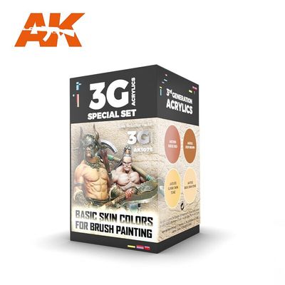 Wargame Color Set - Basic Skin Colors (3rd-Generation) (4x17mL) - AK Interactive