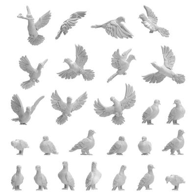 3D Printed Set - Pigeons Tauben 1:48-1:35- Greenstuff World