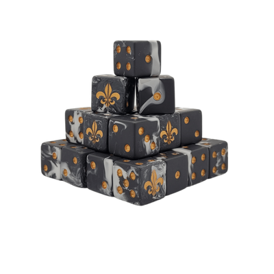 Fleur De Lis Heritage Black Dice 16mm Square (25 Stück) von - Baron of Dice