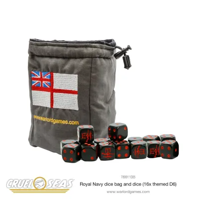 Cruel Seas Royal Navy dice bag & dice - Cruel Seas - Warlord Games Cruel Seas Royal Navy dice bag & dice - Cruel Seas - Warlord Games