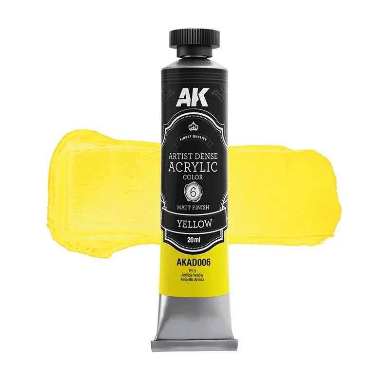 ARTISTIC DENSE ACRYLIC COLOR - YELLOW 20ml - AK Interactive ARTISTIC DENSE ACRYLIC COLOR - YELLOW 20ml - AK Interactive