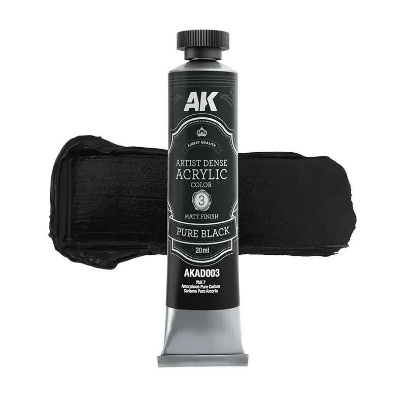 ARTISTIC DENSE ACRYLIC COLOR - PURE BLACK 20ml - AK Interactive