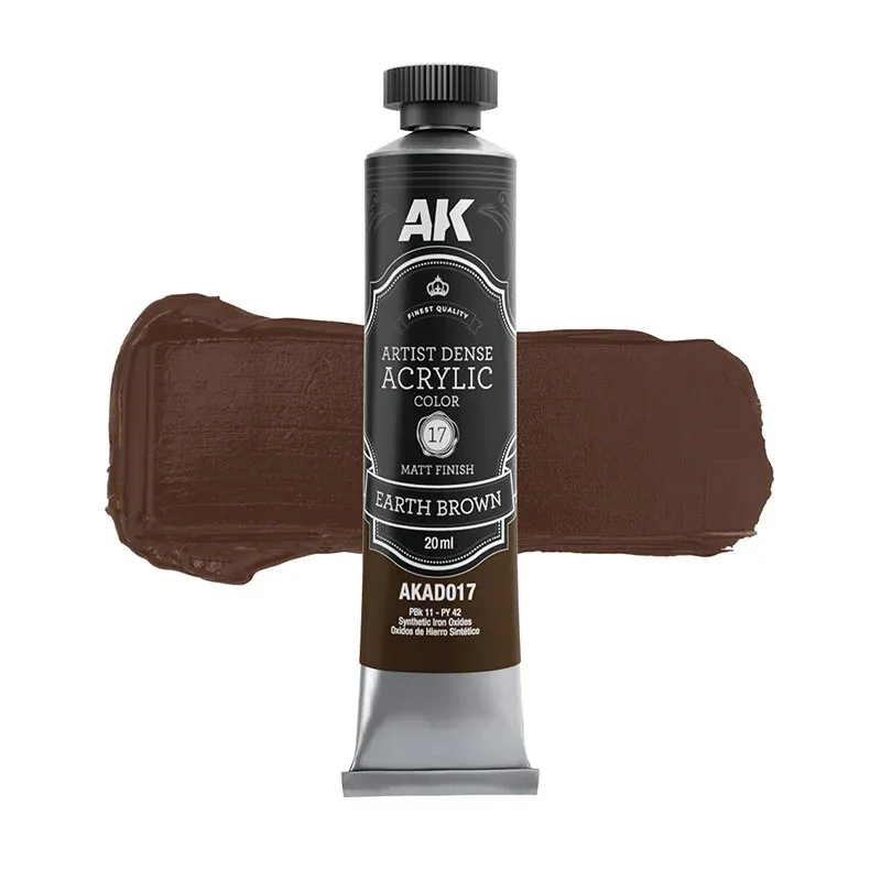 ARTISTIC DENSE ACRYLIC COLOR - EARTH BROWN 20ml - AK Interactive ARTISTIC DENSE ACRYLIC COLOR - EARTH BROWN 20ml - AK Interactive