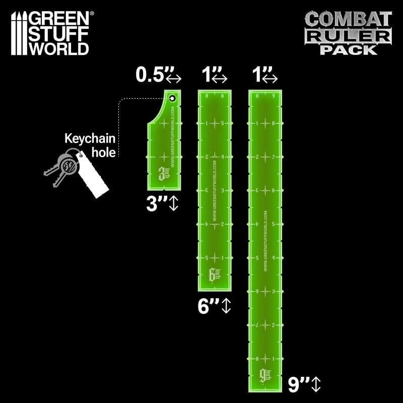 3-6-9 Combat Ruler Pack WTC Rulers – Fluor Green - Greenstuff World