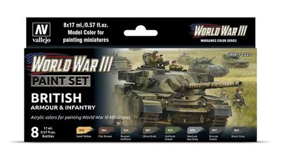 Model Color: WWIII British Armour & Infantry Paint Set - Vallejo Model Color - Farbset