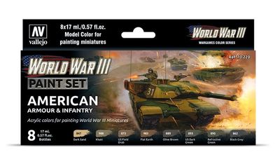 Model Color: WWIII American Armour & Infantry Paint Set - Vallejo Model Color - Farbset