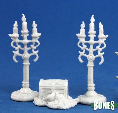 Treasure & Candelabra - Bones - Reaper Miniatures Treasure & Candelabra - Bones - Reaper Miniatures
