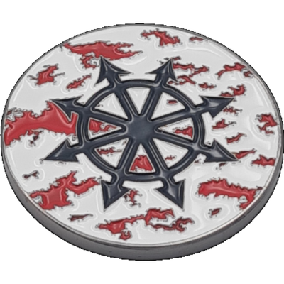 40mm Metal Coin - Blood Speckled Chaos Star - Baron of Dice