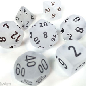 Frosted Clear-Black Dice Set - 7-Die Set (7) - Chessex
