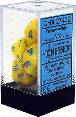 Vortex Dice Yellow/Blue - 7-Die Set (7) - Chessex