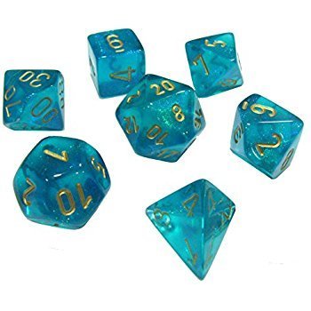 Borealis #2 Teal/gold - 7-Die Set (7) - Chessex