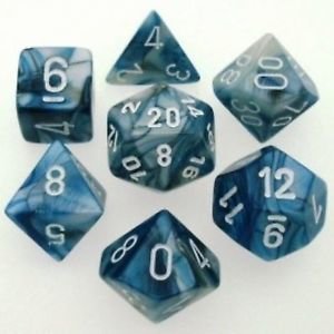 Lustrous Polyhedral Slate/white - 7-Die Set (7) - Chessex