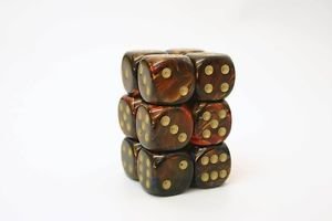Scarab 16mm d6 Blue Blood gold Dice Block - D6 16mm (6) - Chessex