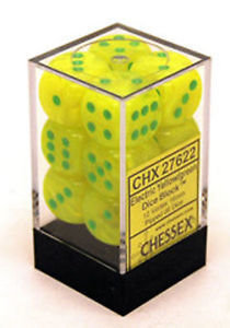 Vortex Electric Yellow w/green - 16mm (6) - Chessex