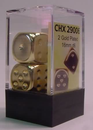Gold Metallic 16mm d6 Pair - (2) - Chessex