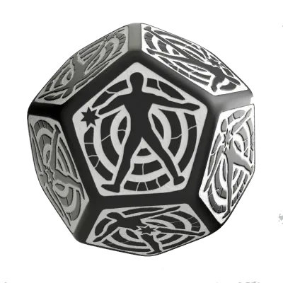 D12 Black & white Hit Location die (1) Trefferzonen Würfel - Q-Workshop