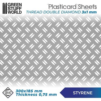 ABS Plasticard - Thread DOUBLE DIAMOND Textured Sheet - A4 - Greenstuff World