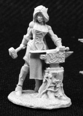 Laril Silverhand, Female Elven Blacksmith - Reaper Miniatures