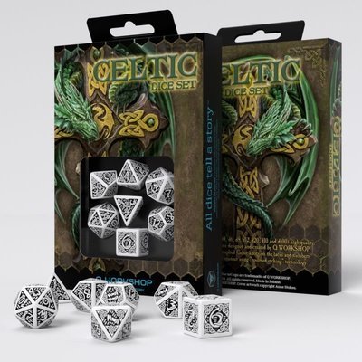 Celtic 3D Revised Würfel Set weiß & schwarz (7) - Q-Workshop