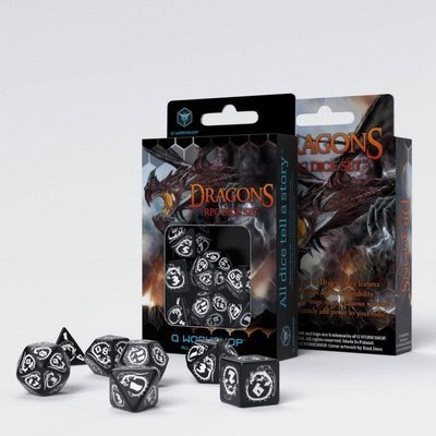Dragons Würfel Set schwarz & weiß (7) - Q-Workshop