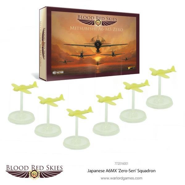Japanese A6MX 'Zero-Sen' 6 Plane Squadron - Blood Red Skies - Warlord Games