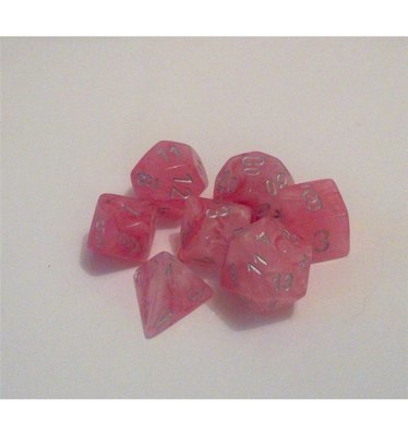 Ghostly Glow Pink/silver LEUCHTET IM DUNKELN - 7-Die Set (7) - Chessex