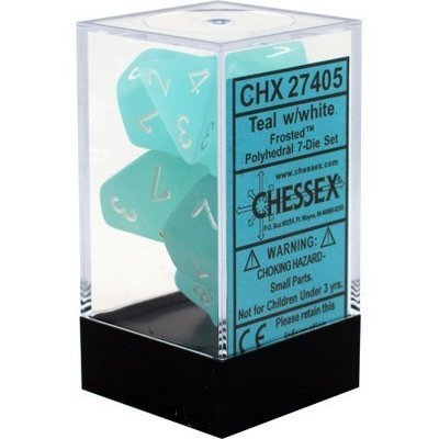 Frosted Teal w/white - 7-Die Set (7) - Chessex