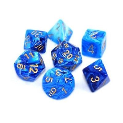 Vortex Blue w/gold - 7-Die Set (7) - Chessex