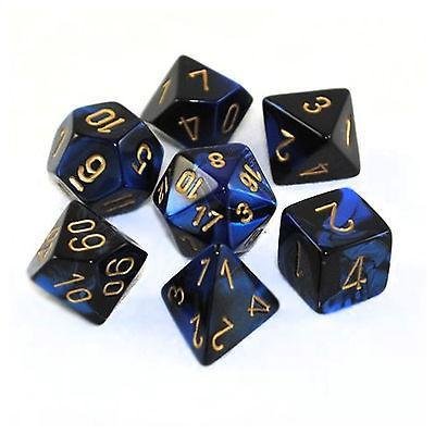 Black-Blue/gold - Opaque Polyhedral 7-Die Set (7) - Chessex